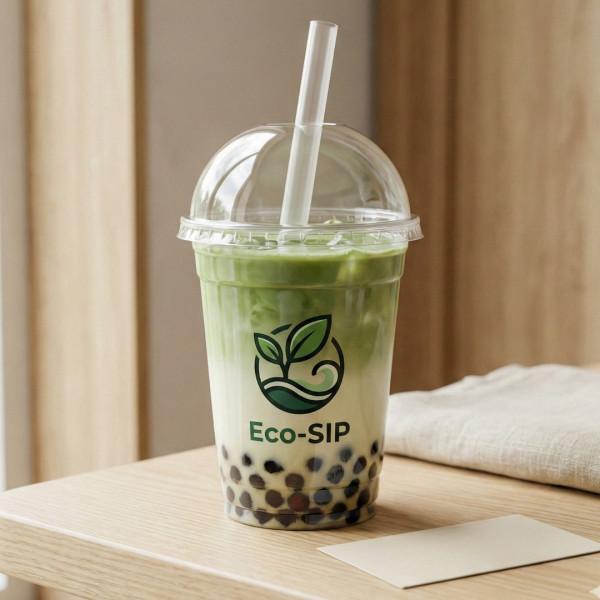 Брендовані стакани для bubble tea Eco-SIP з купольною кришкою