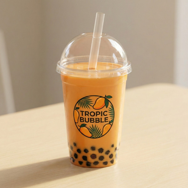 Купольні стакани для bubble tea з логотипом Tropic Bubble