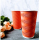 Стакан паперовий гофрований S-хвиля 250мл | Червоний/Білий Ø=80мм, h=89мм
